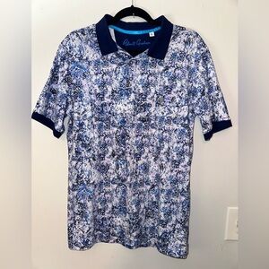 Robert Graham "Rainwater"  Classic Fit Polo Shirt, Paisley, Blue, Size M